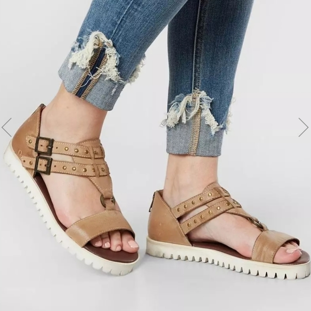 NWT Roan By Bed Stu Ibis Studded Ankle Leather Platform Boho Sandals Shoes